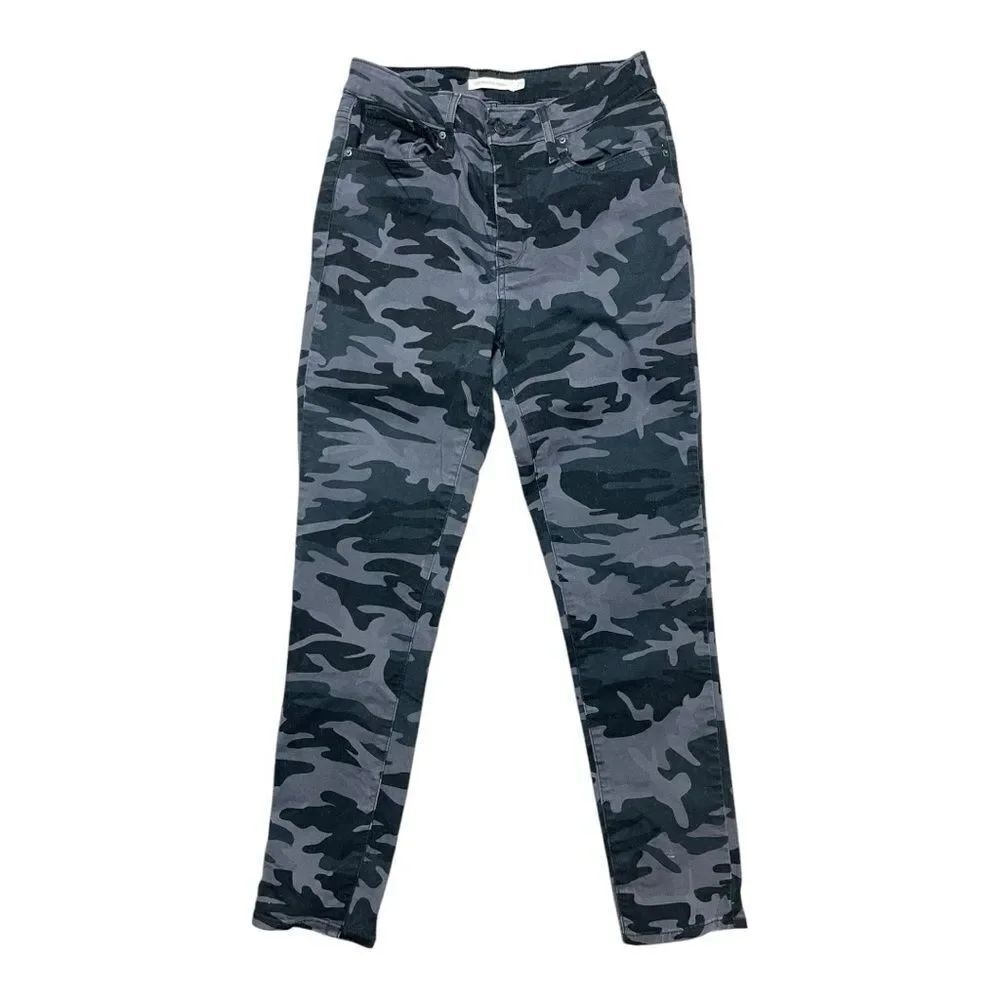 Levi’s 721 Black Camo Jeans High Rise Skinny Ankle Sz 29 Inseam 26 EUC Grunge